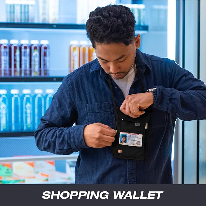 Lewis N. Clark Stash Neck Travel Wallet, RFID Blocking Passport Holder, Protect Personal Information, Slate - Image 6