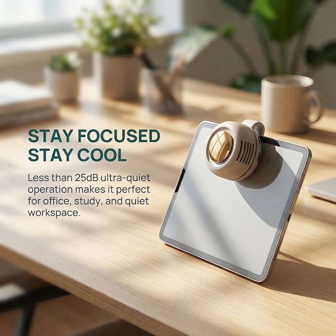 2026 New Portable Silent Mini Bladeless Electric Fan, Portable Small Clip On Fan, Rechargeable Adjustable 3-Speed Suspended Whirlwind Fans for Outdoor & Travel & Office, Travel Accessories - Image 4