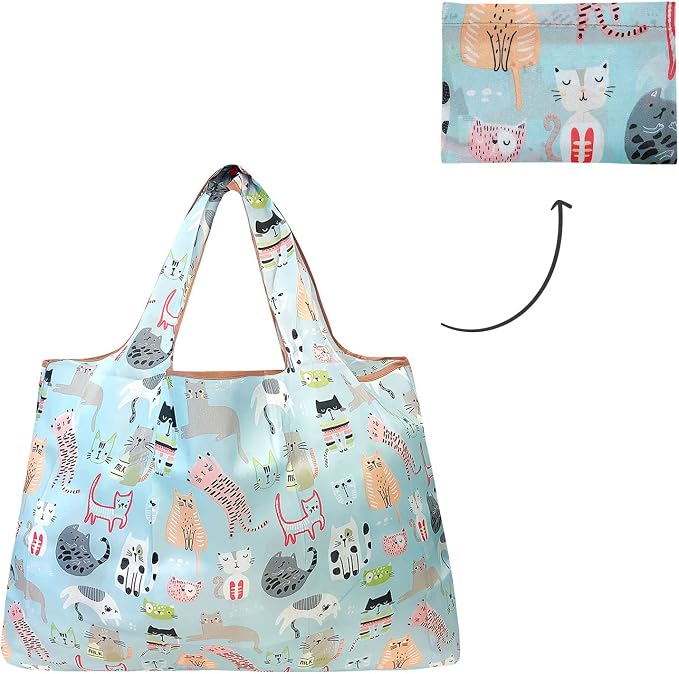 allydrew Large Foldable Tote Nylon Reusable Grocery Bags - Image 5