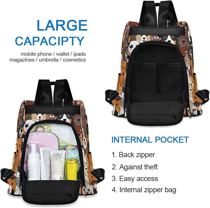 ALAZA Cute Dog Prints Puppy Animal Backpack Purse for Women Anti Theft Fashion Back Pack Shoulder Bag - Image 5