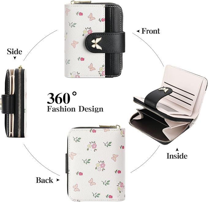 Small Wallet for Women Rfid Bifold Leather Card Holder Wallet With Zipper Pocket - Image 3