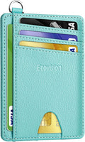 Slim Minimalist Front Pocket Wallet, RFID Blocking Credit Card Holder Wallet with Detachable D-Shackle for Men Women by Ecovision