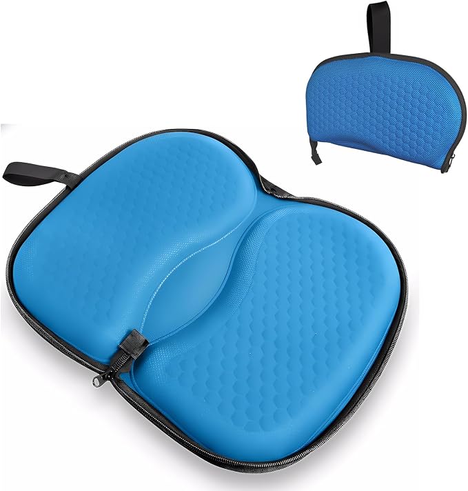 Foldable Seat Cushion for Travel, Honeycomb Gel Seat Cushion with Zipper & Handle, Portable Honeycomb Gel Cushion for Fatigue Relief, Ventilative Butt Pillow 15.8 x 13.3 x 1.4 Inches (1 in Blue) by masteymoh