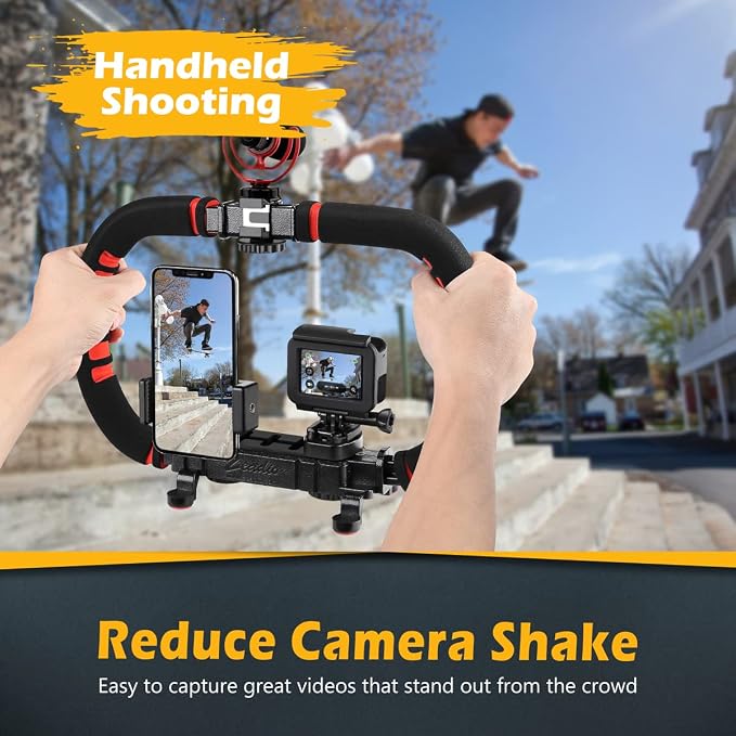 Zeadio Camera Smartphone Stabilizer, Handle Grip Handheld Video Rig, Compatibility with All Camera, Camcorder, Action Camera, DSLR and for All iPhone and Android Smartphones - Image 2