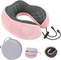 Travel Neck Pillow, 100% Memory Foam, U-Shaped with Storage Box, Pink | 100% memory foam with 360-degree support & adjustable buckle. Compact storage box. Machine washable cover. Fits all necks. by Unknown