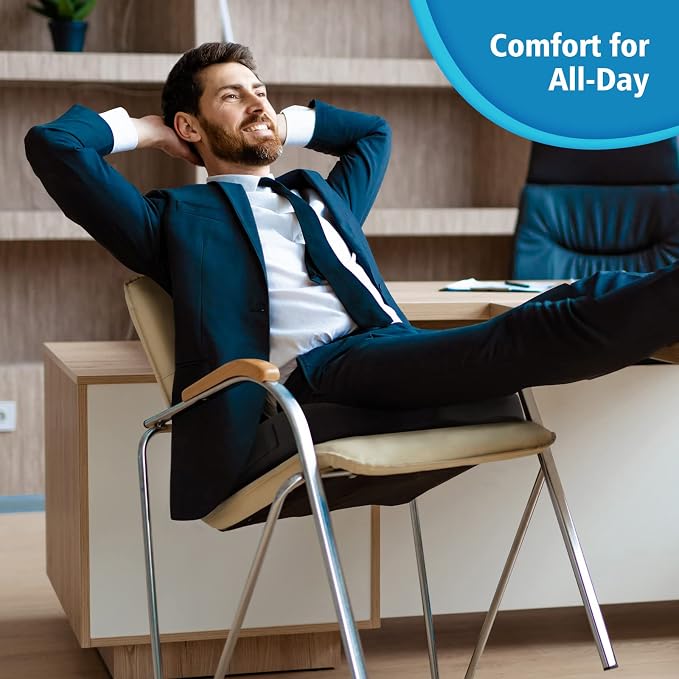 CloudBliss Gel Memory Foam Seat Cushion for Long Sitting, X-Large, Black | Gel Chair Pad for Tailbone, Coccyx, Sciatica , Soft Suede Cover, Non-Slip , Washable Mesh, for office, home, car - Image 7