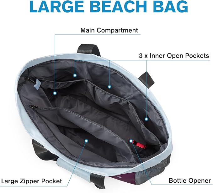 G4Free Beach Bag, Waterproof Sandproof Beach Tote Bag, Large Capacity Foldable for Women - Image 5