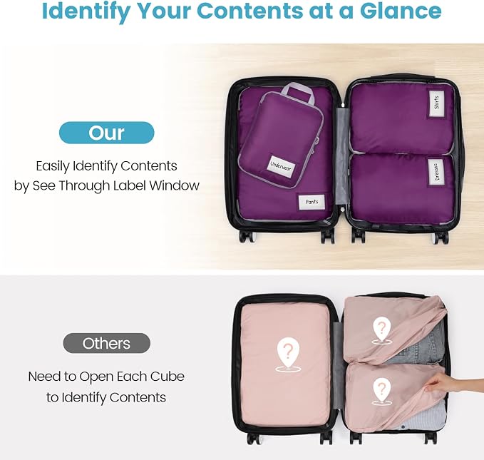 Cambond Compression Packing Cubes for Travel - Luggage Suitcase Organizer | Compression Zip Design for Space-saving, Expandable, Lightweight, Keep Clothes Sorted, Luggage Space Tidy, Carry on Pack Fast - Image 5