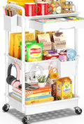 SUNALLY 3 Tier Rolling Cart with Drawer, Craft Storage Cart Organizer,White | Bathroom Storage Organizer with 2 Lockable Wheels, Rolling Utility Cart for Kitchen, Office, Baby, Makeup, Nail,Snack,Laundry by SUNALLY