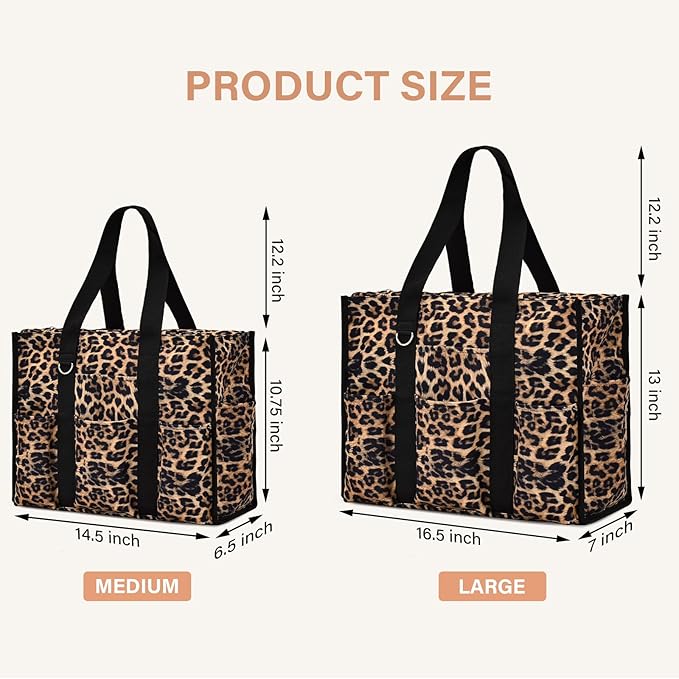 Becokan Large Tote Bag for Women Waterproof with 12 Pockets Top Zipper Closure Utility Teacher Nurse Bags for Work School - Image 5