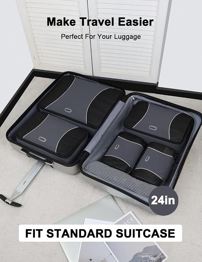 GOX Ultra Light 5 piece Packing Cubes Travel Luggage Organizer 1 Large 2 Medium 2 Small - Image 5