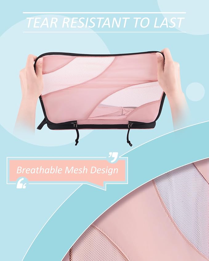 BAGSMART Compression Packing Cubes for Travel | Lightweight suitcase organizers bag set, space-saving double zipper expansion for carry-on luggage & travel organization - Image 5