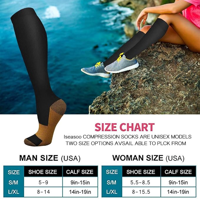 Copper Compression Socks 15-20 mmHg for Men & Women 8 Pairs – Circulation Support for Nurses, Travel, Running, Hiking, Soccer - Image 6