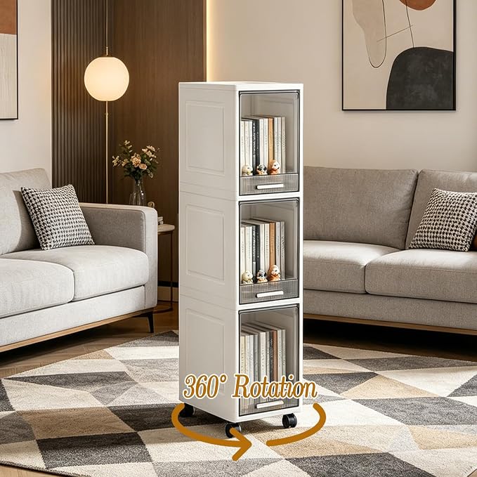 3 Drawer Slim Storage Organizer, Narrow Plastic Storage Drawer Cart with 4 Wheels, 3 Tier Space Saving Storage Tower Box, Narrow Storage Cart for Small Space Bedroom Bathroom Kitchen Pantry Office - Image 5