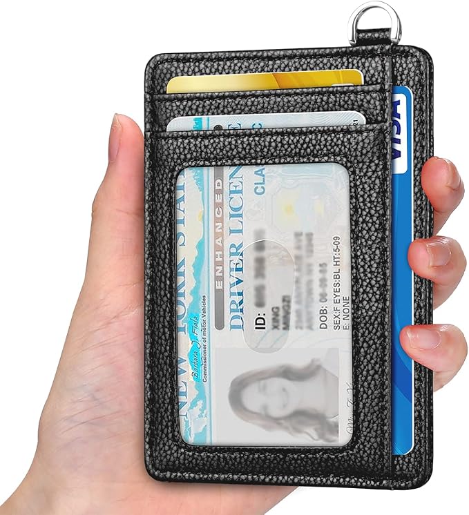 Slim Minimalist Front Pocket Wallet, RFID Blocking Credit Card Holder Wallet with Detachable D-Shackle for Men Women - Image 2