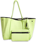 POPUPS Large Neoprene Tote Bag for Women - Everyday Designer Handbag for Travel Work and Beach with Pockets and Zipper Pouch by POPUPSBrand