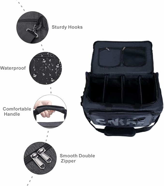 Shoe Bags for Travel Sneaker Travel Bag Shoes Duffel Bags Waterproof Gym Sports Luggage Sneakerhead Bag for Men with 3 Adjustable Dividers fit 4 Pairs Heavy Duty Travel Accessories(black) - Image 3