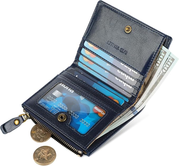 Ultra Thin Small Compact Leather Womens Girls Wallets RFID Blocking Credit Card Holder for Women - Image 2