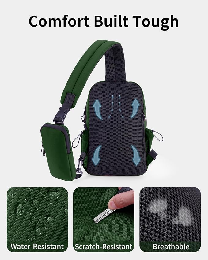 ECOHUB Anti-Theft Crossbody Bag Men Women RFID Blocking Lightweight Sling Backpack Water Resistant for Travel Hiking Outdoor - Image 5
