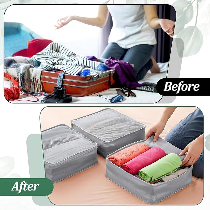 Kifmurase 12 Pcs Packing Cubes for Suitcase Travel Luggage Organizers Bulk Large Mesh Clothing Underwear Bags Foldable Laundry Bags for Hiking Camping Backpacking Clothes Accessories (Gray) - Image 6