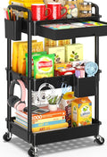 SUNALLY 3 Tier Rolling Cart with Drawer, Craft Storage Cart Organizer,Black | Bathroom Storage Organizer with 2 Lockable Wheels, Rolling Utility Cart for Kitchen, Office, Baby, Makeup, Nail,Snack,Laundry by SUNALLY
