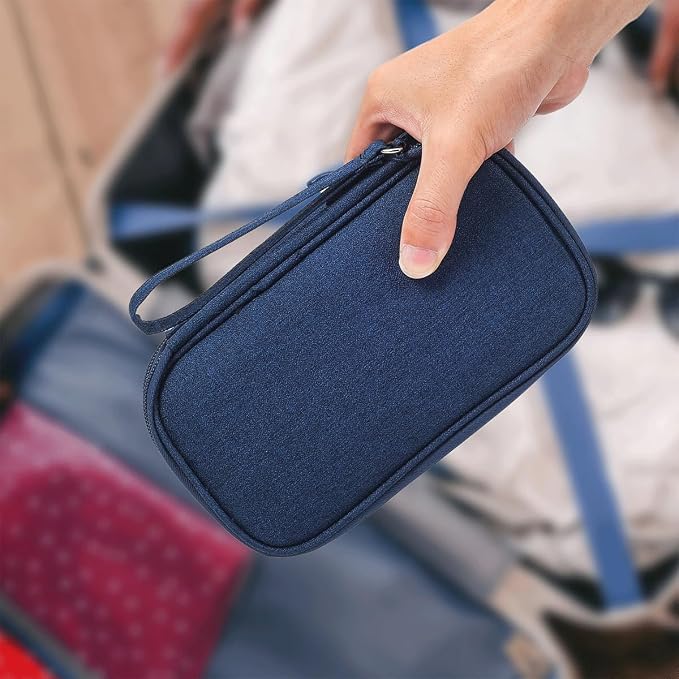CAAORDKSO Electronic Organizer Travel Cable Accessories Case, Organizer Bag, Accessories Pouch for Cable, USB, Cord, Charger, Phone, Power Bank, Earphone (Navy Blue) - Image 5