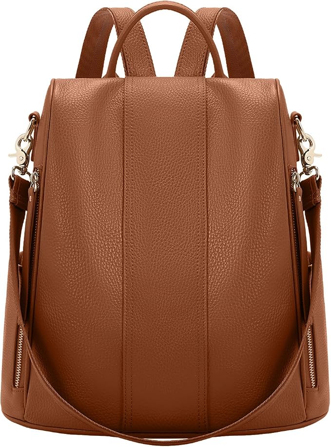 Leather Backpack Purses, Anti-theft Genuine Leather Backpack Bags for Women, Large Capcacity Fashion Convertible Shouler Bags for School Travel Daily by UEIRY