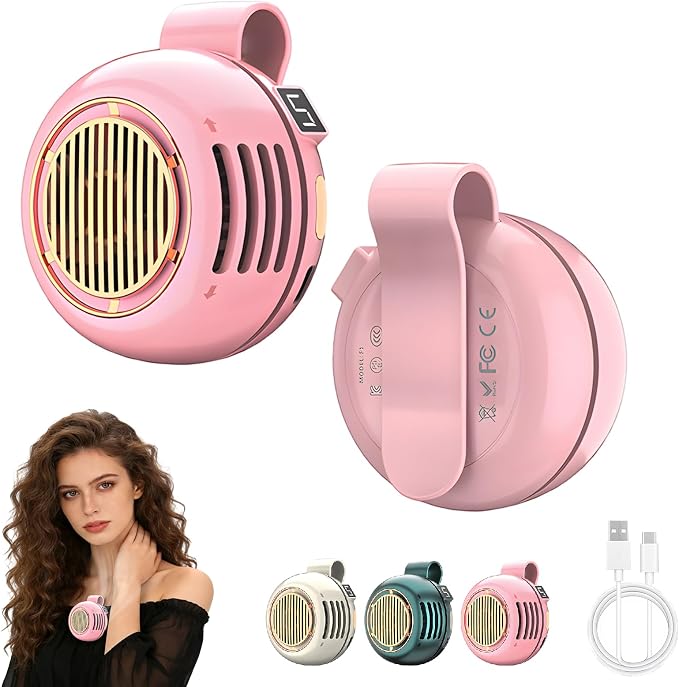 Portable Mini Bladeless Fan Clip on, 5 Speeds Clip on Fan for Shirt&Waist | USB Rechargeable 360° Rotatable Silent Small Fans, 2026 New Whirlwind Fans for Outdoor/Travel/Office (Pink) by Unknown