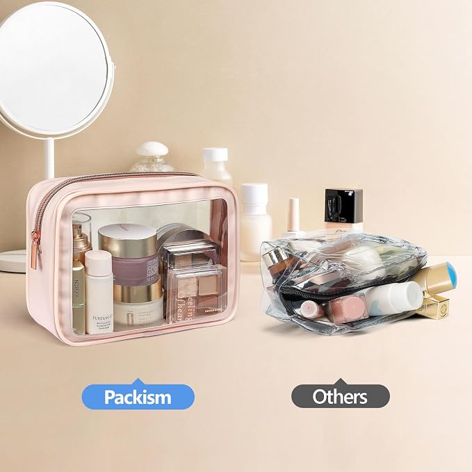 Clear Makeup Bag Foldable - TSA Approved Toiletry Bag for Travel | Metal Zipper, Reinforced Seam, Water Resistant, Medium for Carry-on, Large for Checked Luggage, for Car Storage Organizer - Image 4