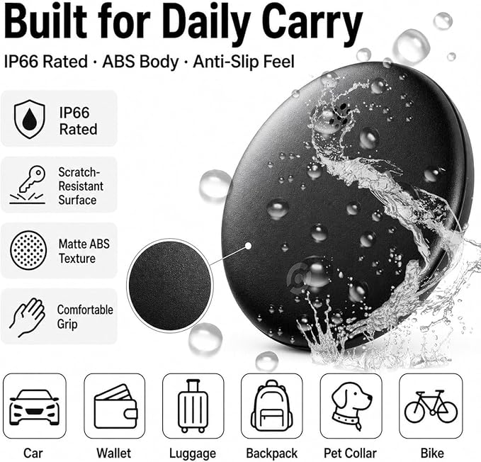 GPS Tracker for Vehicles No Subscription, iOS & Android, 2 Pack | IP66 Waterproof Car Tracker Tag, Precise Location Bluetooth Tracker Device, Compatible with Apple Find My & Google Find Hub - Image 5