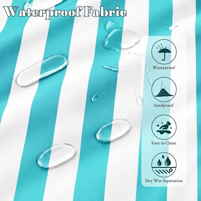 Large Beach Bags for Women, Waterproof Sandproof Beach Tote Bags Swim Pool Bags with Zipper & Wet Pocket Family - Image 6