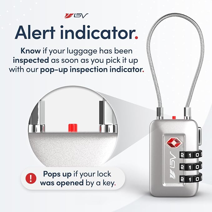 TSA Accepted Luggage Travel Lock, Set-Your-Own Combination Lock for School Gym Locker, Luggage Suitcase Baggage Locks, Filing Cabinets, Toolbox, Case (Silver, 4 Pack) - Image 4