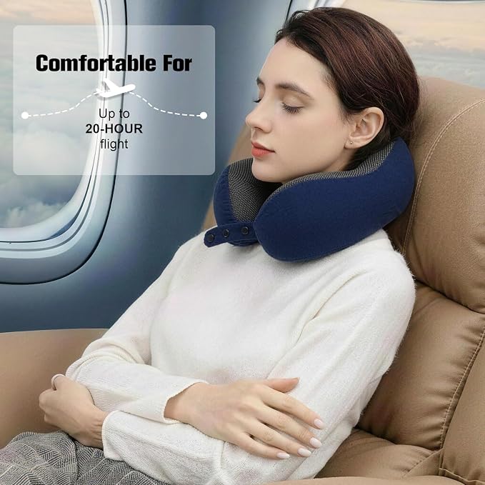 Cirorld Neck Pillow for Traveling, Travel Pillows for Airplanes,100% Pure Memory Foam Travel Neck Pillow, Adjustable Flight Pillow, Portable Plane Accessories with Eye Mask, Earplugs, Carry Bag - Image 9