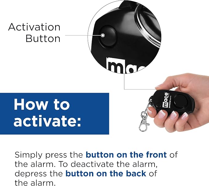 Mace Brand Personal Alarm with Bag or Key Ring Clip, Portable Alarm for Self-Defense that Emits Powerful 130dB, Available in Black, Pink, Blue, Green, Orange, Red, or Yellow - Image 5