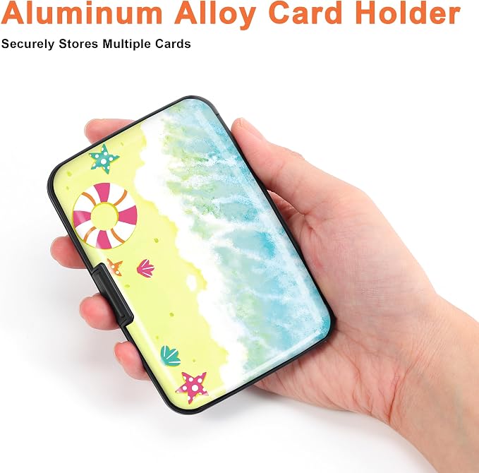 Mayski Credit Card Holder for Women RFID Blocking Wallet, Beach Bliss | Card Wallets for Women Small Mini Business Metal Accordion Aluminum Alloy Hard Case for Men - Image 3