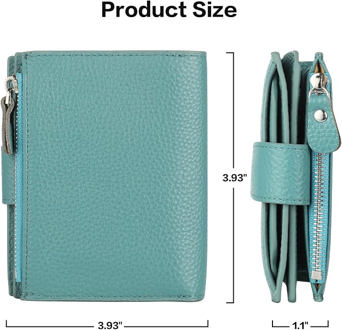 Small Compact Women Wallet RFID Blocking Genuine Leather Bifold Purse with ID Windows - Image 5