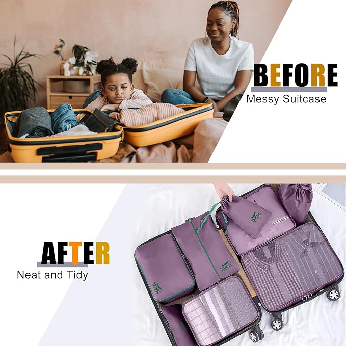 8 Set Packing Cubes for Travel Suitcase Organizer Bags Luggage Packing Cubes Set Travel Essentials Accessories Gifts for Women - Image 4