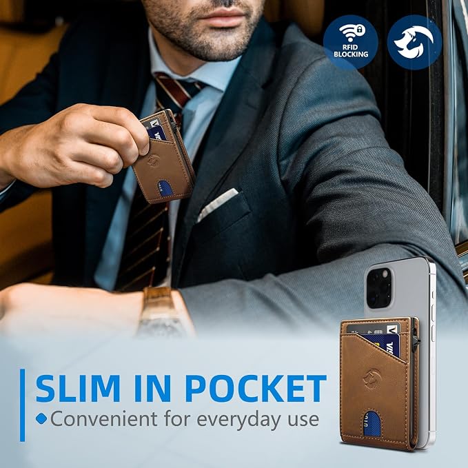 Wallet for Men, Slim Pop Up Card Holder with RFID Blocking, Minimalist Bifold Wallet with 9 Card Slots, ID Window and Cash Pocket, Metal Flip Case with Magnetic Closure, Gift Box - Image 7