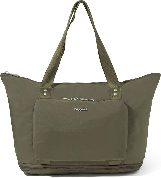 Baggallini Carryall Expandable Lightweight Travel Tote 22" Packable Folding Compact Nylon Washable Weekender w/Luggage Sleeve by baggallini