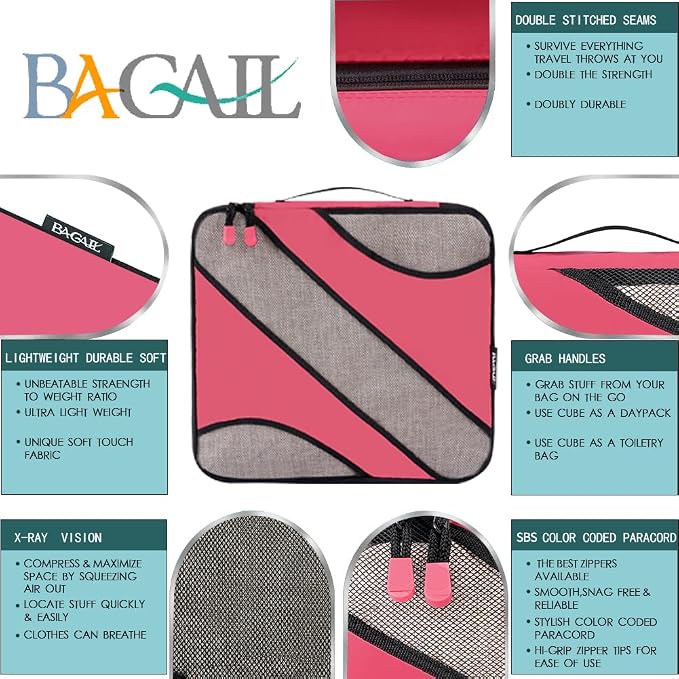 BAGAIL 6 Set Packing Cubes,Travel Luggage Packing Organizers - Image 3