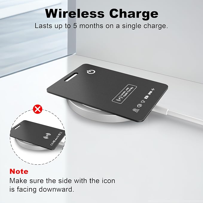 4-Pack Wallet Tracker Cards, Works with Apple Find My | 1.6mm thin, Qi rechargeable, 5-month battery, IP68 waterproof, Left-Behind Alerts, iPhone & iPad compatible - Image 7