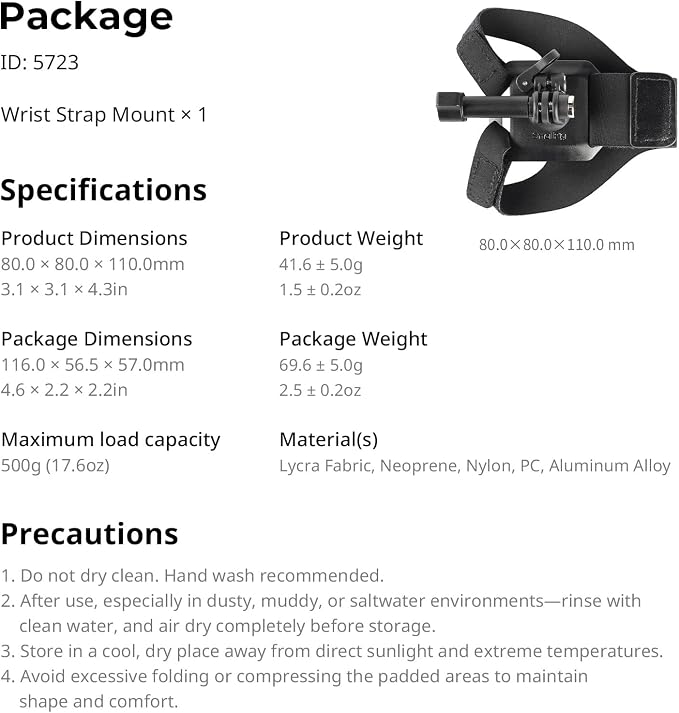 SMALLRIG Wrist Strap Mount for Action Cameras, with Ball Head | Adapter Base for DJI Osmo Nano/Action 6/5 Pro/4, for GoPro 13/12/11, for Insta360 X5/4/Ace Pro 2/Go Ultra, for AKASO - 5723 - Image 7