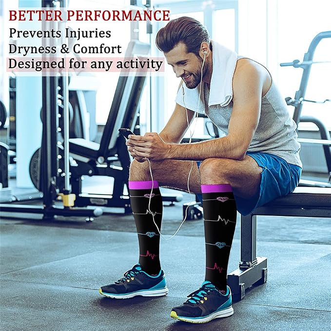 CHARMKING 6 Pairs-Compression Socks for Women & Men Circulation Best Support for Nurses, Running, Athletic,Flight Travel - Image 3