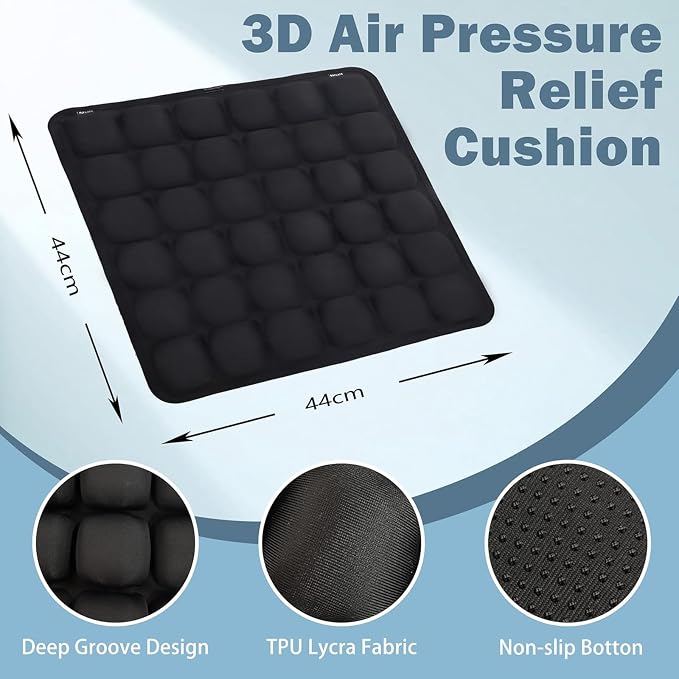 Sondor Travel Cushion, Comfortable 3D Inflatable Seat Cushion for Hemorrhoid and Tailbone Pain Relief, Optimal Support for Long Sitting in Car, Air Travel, Office Chairs Etc (36-Grey Point Cushion) - Image 2