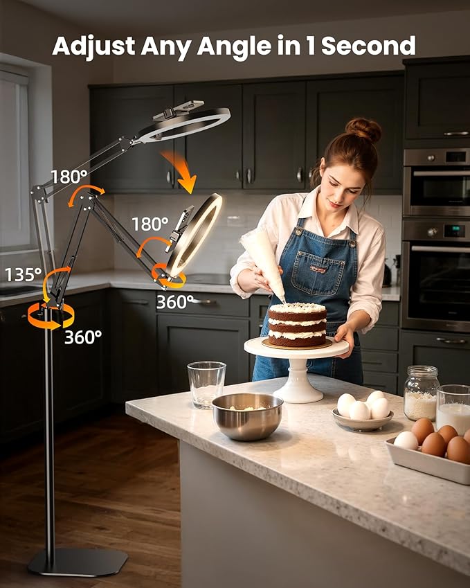 Ring Light with Stand Tripod for iPhone – Upgrade 1800 Lumens 10” Overhead Phone Tripod with Light, 2X Brighter Lighting for Video Recording, TikTok, YouTube, Streaming & Content Creator Essentials - Image 3