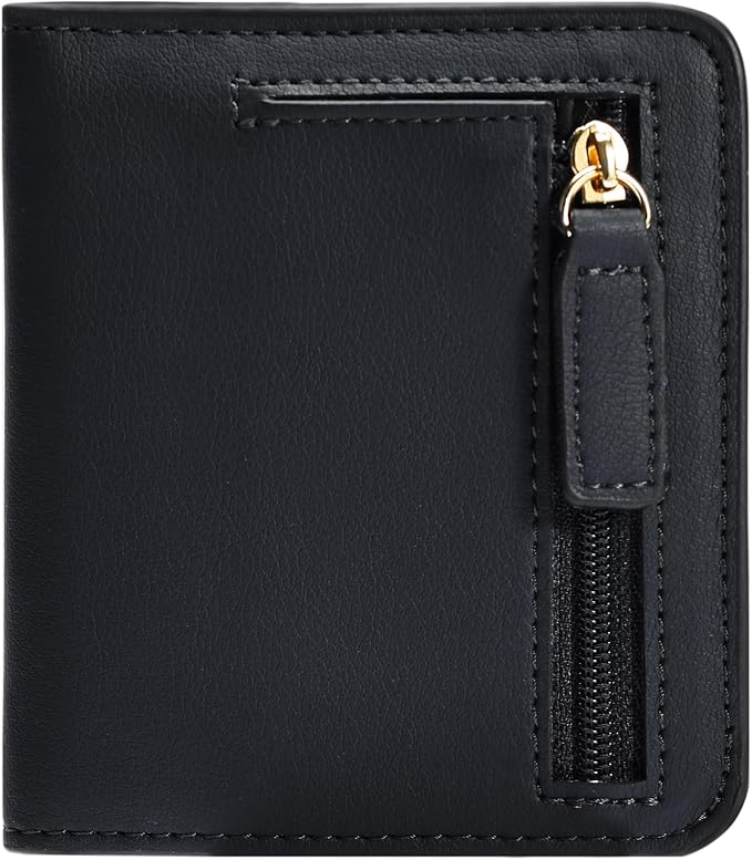 Gostwo Small Wallet for Women, Slim Bifold Credit Card Holder, Compact RFID Blocking Cash Wallet, Billfolds Thin Leather Zipper Pocket, Mini Wallet Gift for Ladies Teen Girls Travel with ID Window by Gostwo
