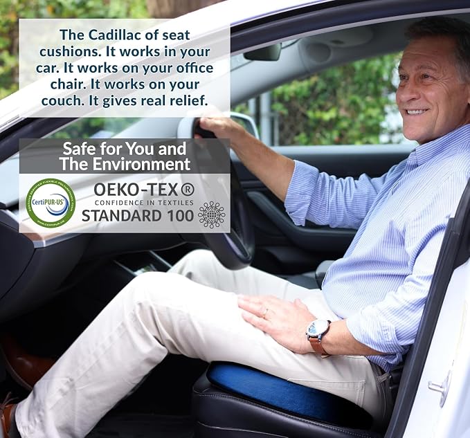 ComfiLife Doctor Recommended Seat Cushion - Premium Gel & Memory Foam Office Chair, Car Seat, Lifting Cushion - Chair Cushions for Back & Sciatica Relief - Seat Cushions for Office & Desk (Navy) - Image 10