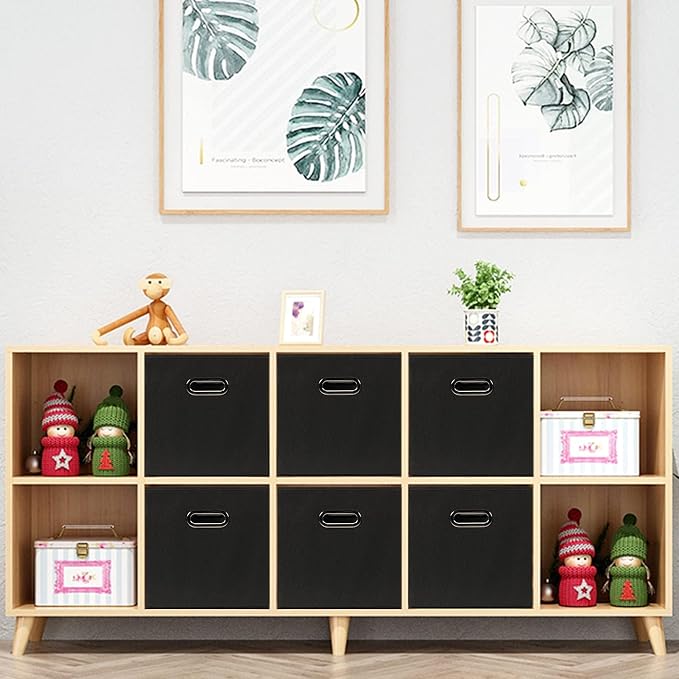 Fabric storage bins Cubes, Fabric Cube Organizer with Handle, Foldable Cube Bins for Cloth or Accessary Storage, 11x11x11, Set of 8, (Black) - Image 5