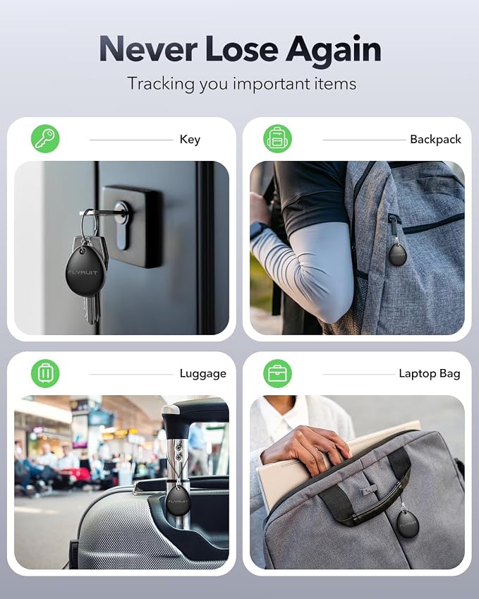 Air Tracker Tags-1 Pack for Apple Find My, iOS Only, Official MFi Certified | Smart Bluetooth Key Finder, Tracking Device for Iphone, Mini Finder Locator for Key, Backpack, Wallet, Bags, eBike, Travel - Image 7