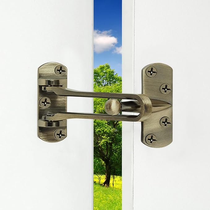 Alise Swing Bar Door Lock,Door Lock for Front Door and Inside Doors,Bronze | Security Door Guard Latch for Kids Safety Home Security,Hotel Latch Lock Front Door Child Lock - Image 3